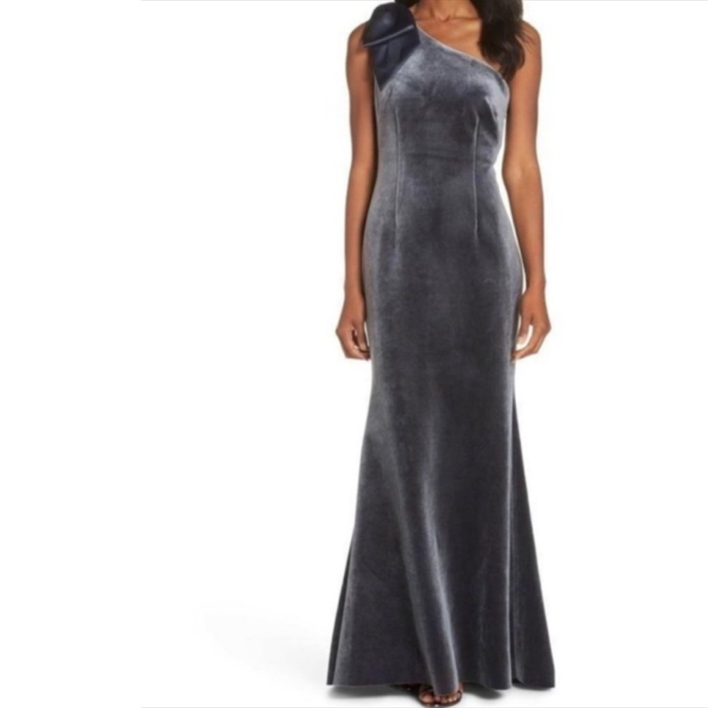 ELIZA J One Shoulder Long Gown, Steel, Size 6